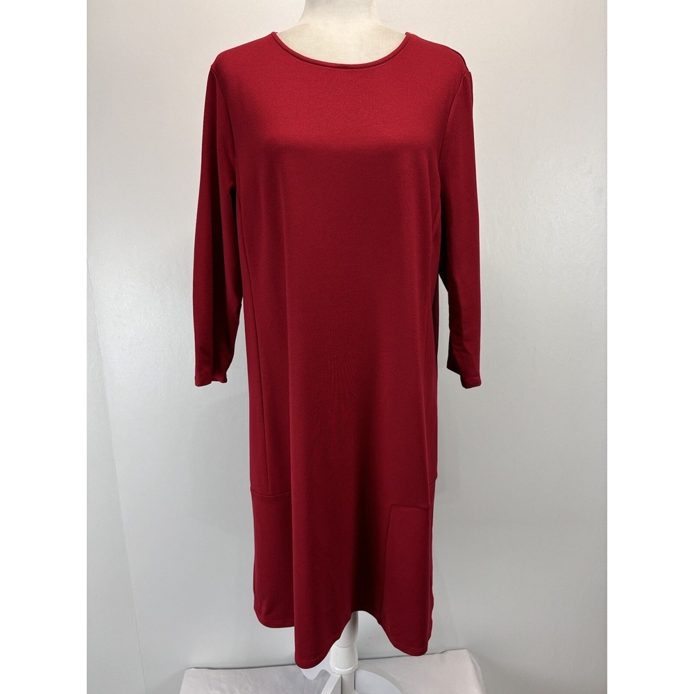 NEW! J. Jill Ponte Dress Sz Large Red Shift Comfort